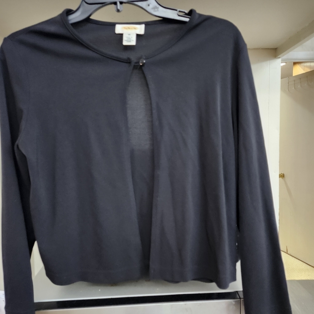 Talbots Black Open-Front Cardigan